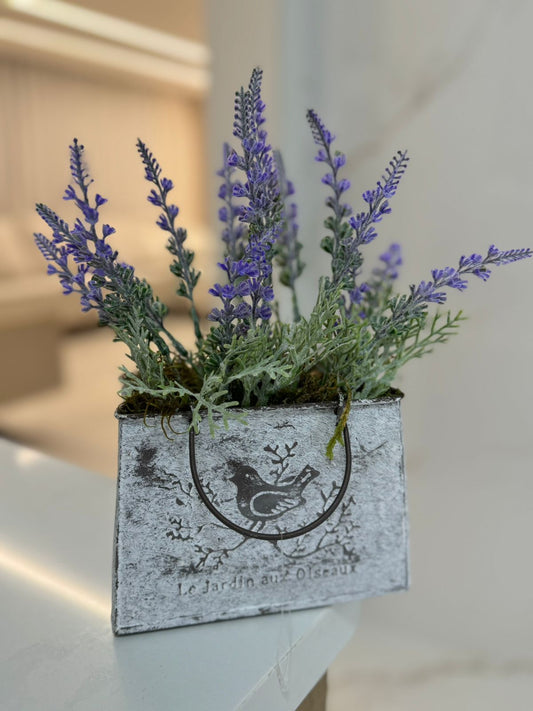 Arranjo Flores Plantas Artificiais Lavanda