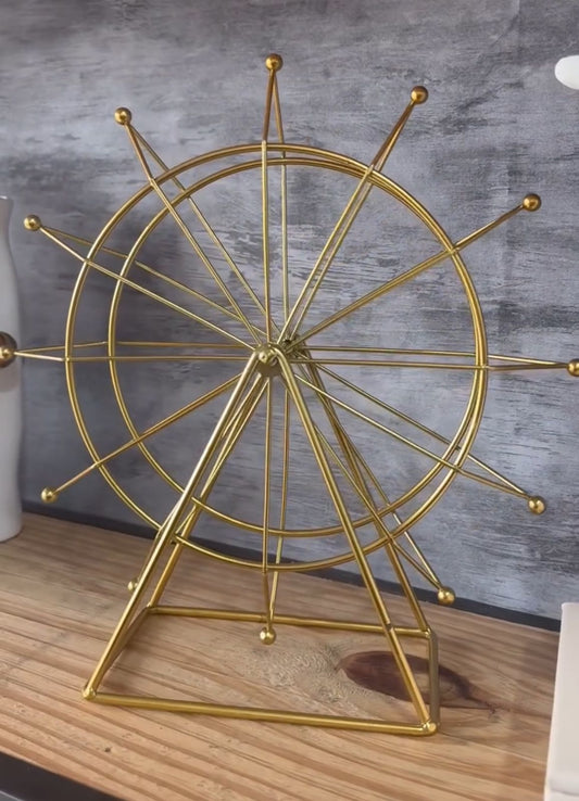 ENFEITE DECORATIVO MINI RODA GIGANTE DOURADA