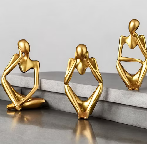 Estátua de Arte Pensador Dourado