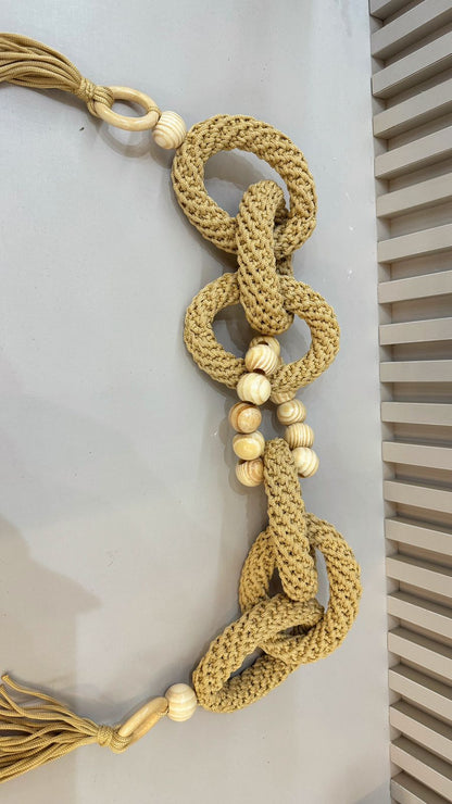 colar decorativo para mesa e sala de estar em contas de madeira tamanho grande